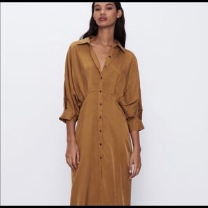 Zara Toffee pleated shirt dress